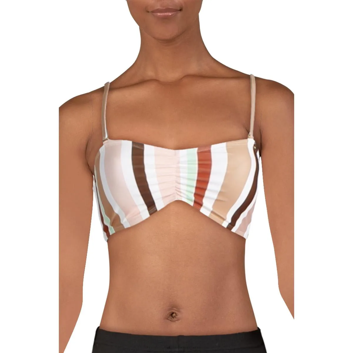 Womens Striped Beachwear Swim Top Separates