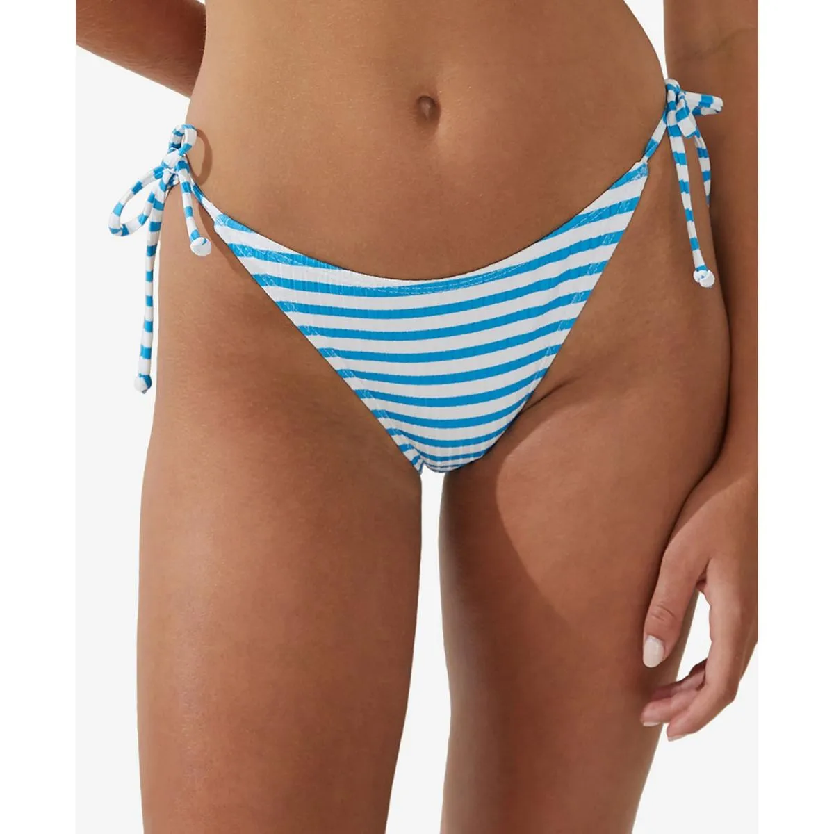 Womens Striped Side Tie Swim Bottom Separates