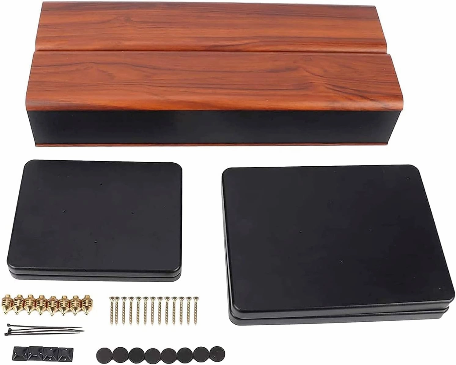 Wood Grain Speaker Stands 36 Inch Universal Floor Speaker Stand Pair Heavy Duty Hollowed Stands for Home Theater Speakers with Sand Filling Tuning Function - Pair