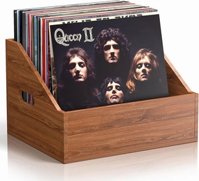 Wood Vinyl Record Storage, Retro & Durable Vinyl Crate and Record Holder, Album Storage Record Case Box for 60  Records, Perfect Record Organizer for Home Decor and Collection Display(Brown) vinyl storage,record holder,LP organizer,