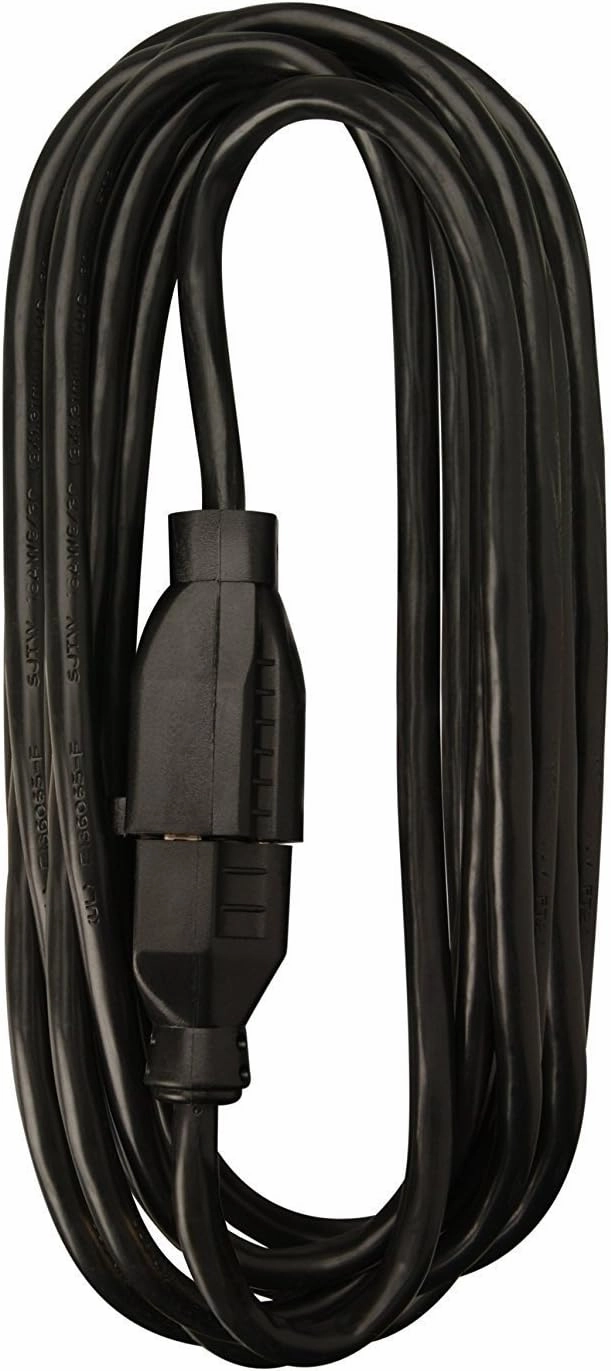 Woods Light Duty Extension Cord, 25Ft, 16 Gauge, 3 Conductor, Office Cord, SJTW, Black, 5601