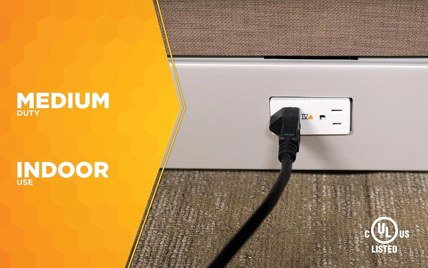 Woods Light Duty Extension Cord, 25Ft, 16 Gauge, 3 Conductor, Office Cord, SJTW, Black, 5601