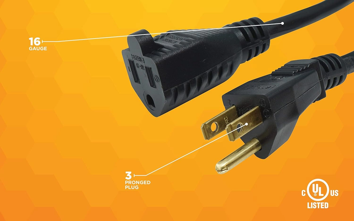 Woods Light Duty Extension Cord, 25Ft, 16 Gauge, 3 Conductor, Office Cord, SJTW, Black, 5601