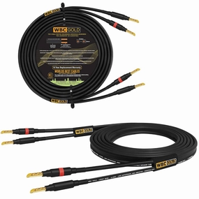 WORLDS BEST CABLES 4 Foot WBC-GOLD-LOCAP-SPKR-12 AWG - Low-Capacitance - Low-Inductance - High Purity OFC - Audiophile HiFi Speaker Cable Pair with Eminence Gold Banana Plugs speaker cable,audio wire,hi-fi speaker cord,