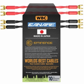 WORLDS BEST CABLES 4 Units - 6 Inch - Canare 4S11  Audiophile Grade - 11AWG - HiFi Speaker Jumper Cable Terminated with Gold Spade Connectors speaker cable,audio wire,hi-fi speaker cord,