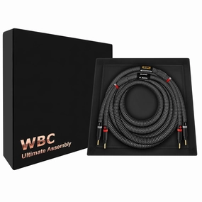WORLDS BEST CABLES 6 Foot Ultimate - 9 AWG - Ultra-Pure OFC - Premium Audiophile HiFi Single Speaker Cable for Center Channel with Eminence Gold Banana Plugs & Carbon Tweed Jacket speaker cable,audio wire,hi-fi speaker cord,