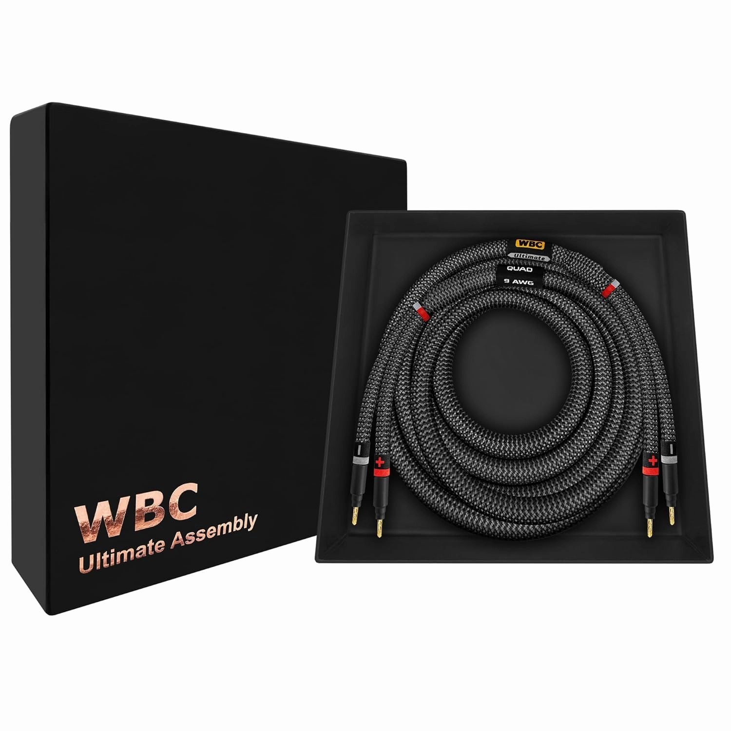 WORLDS BEST CABLES 6 Foot Ultimate - 9 AWG - Ultra-Pure OFC - Premium Audiophile HiFi Single Speaker Cable for Center Channel with Eminence Gold Banana Plugs & Carbon Tweed Jacket speaker cable,audio wire,hi-fi speaker cord,
