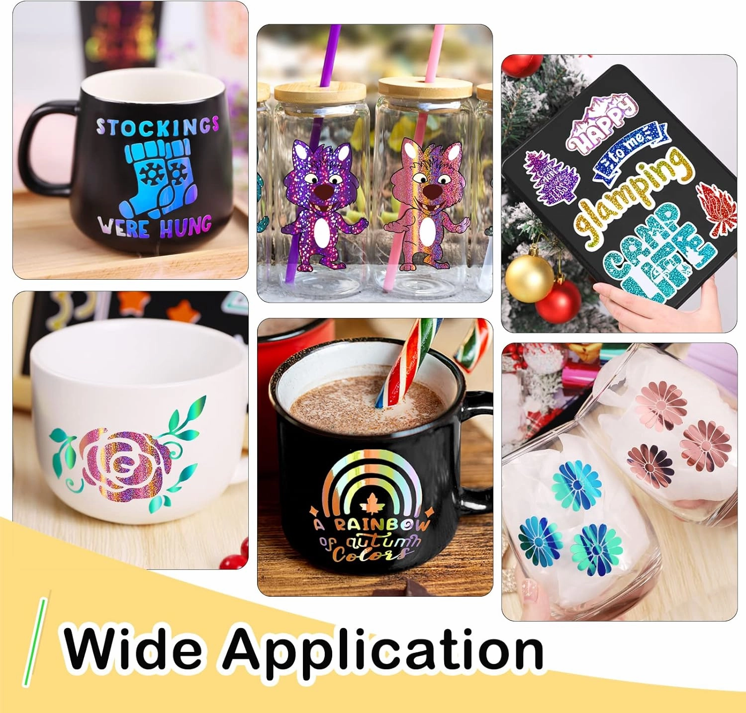 WRAPXPERT Holographic Permanent Vinyl Adhesive 35 Sheets Vinyl Bundle-24 Vinyl Sheets 12"x12" & 6 Grid Transfer Paper & 5 Vinyl Layer Ppaer Compatible with All Crafters