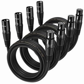 XLR Cable 6 Ft 4 Packs,Microphone Cables,Premium Balanced Microphone Mic Speaker Cable with 3-Pin XLR Male to Female DMX Cable,Black speaker cable,audio wire,hi-fi speaker cord,