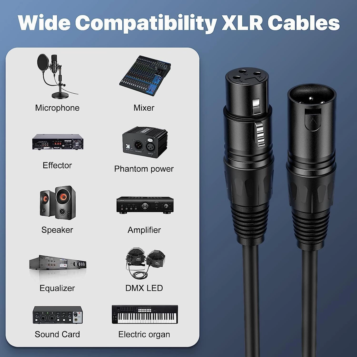 XLR Cable 6 Ft 4 Packs,Microphone Cables,Premium Balanced Microphone Mic Speaker Cable with 3-Pin XLR Male to Female DMX Cable,Black