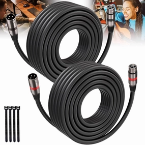 XLR Cables 50FT/16M 2 Packs, Premium Heavy Duty Balanced Microphone Cable with 3-Pin XLR Male to Female Microphone Cord Connector Compatible with Microphones,Mixer,Speaker Systems,Preamps and More speaker cable,audio wire,hi-fi speaker cord,