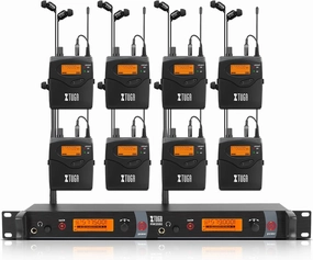 XTUGA RW2080 Wireless in Ear Monitor System 8 Bodypacks UHF IEM System, 2 * 40 Frequencies Mono Design Stage Monitors Earphone, 300Ft for Band, Studio or Musicians, 902-928mhz studio monitors,nearfield speakers,mixing reference monitors,
