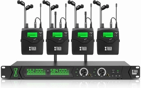 XTUGA RW2090 Wireless in Ear Monitor Systems, 2 * 100 Frequencies with 4 Bodypacks, Mono Channel IEM Monitoring, 230ft(70m) Operation,Bluetooth Earphone Fit for Stage, Studio and Band music server,hi-fi media server,digital audio storage,