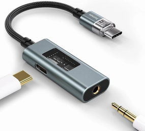 Xumee USB C to 3.5mm Audio Adapter and Charger (Hi-Res 32bit/384kHz,60W PD) 2 in 1 USB-C to Headphone Jack Aux Dongle for iPhone 16/15 Pro Max,Galaxy S25 Ultra S24, Pixel 8 and More DAC,USB audio converter,digital to analog converter,