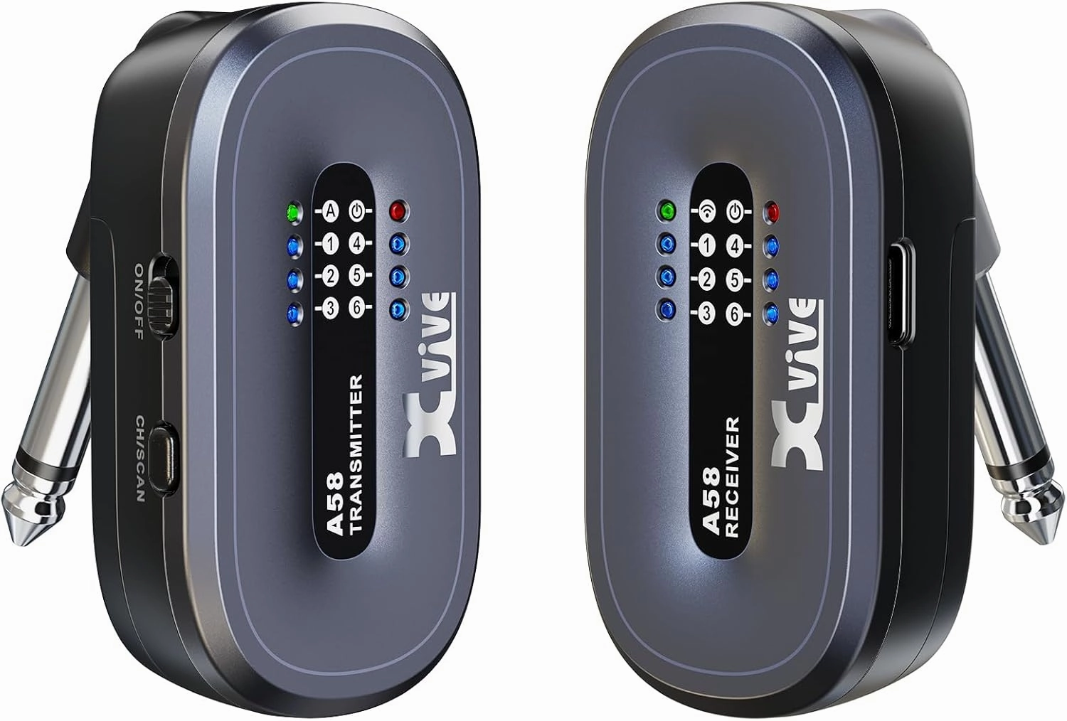 Xvive A58 Wireless Guitar System 5.8GHz Wireless Guitar Transmitter Receiver for Active or Passive Pickup Electric/Acoustic Bass Guitar wireless audio bridge,Bluetooth transmitter,WiFi audio link,