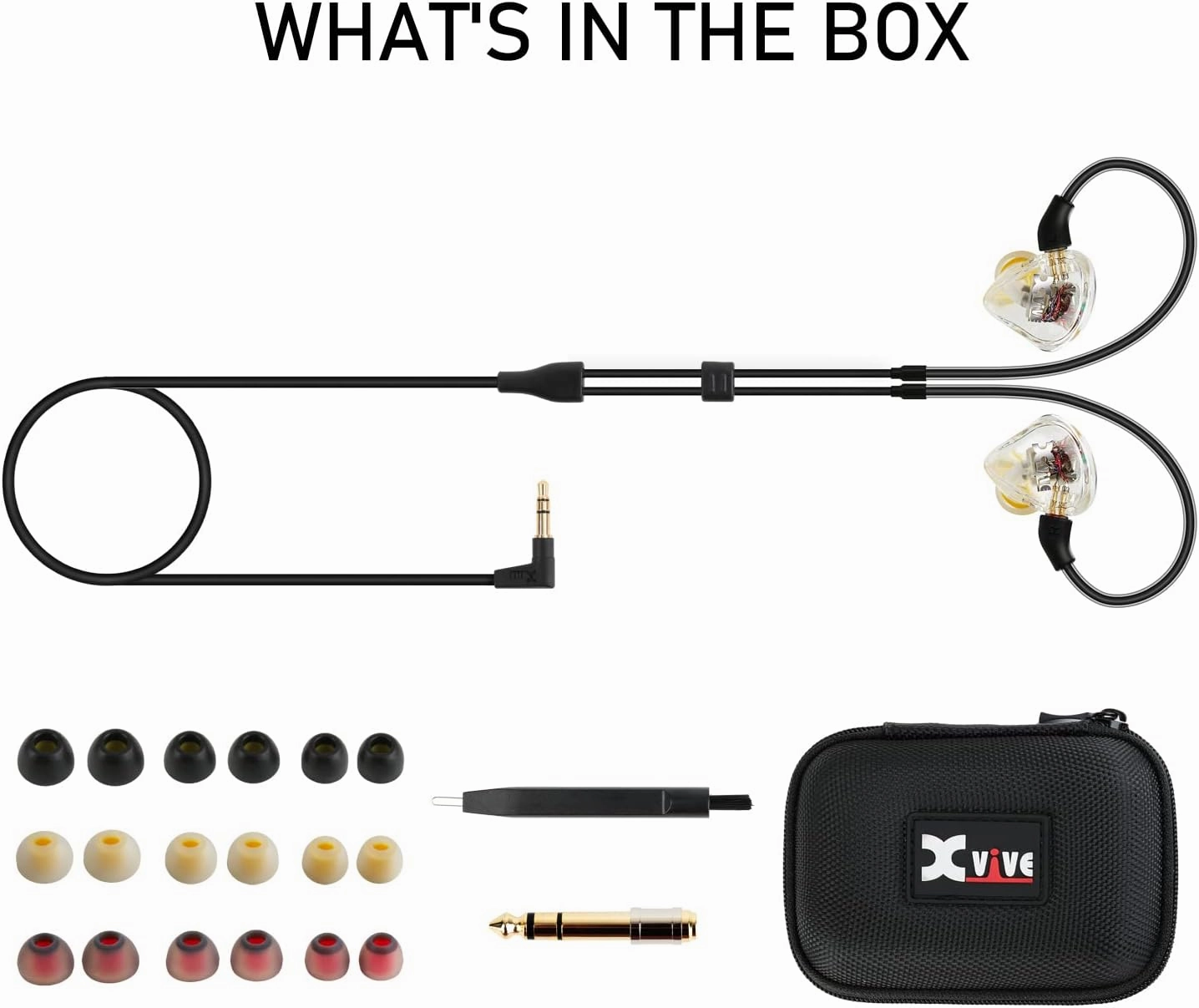 Xvive T9 in-Ear Monitor Headphones Dual Knowles BA Drivers IEM for Studio, Band Rehearsal, Live Performance (T9)