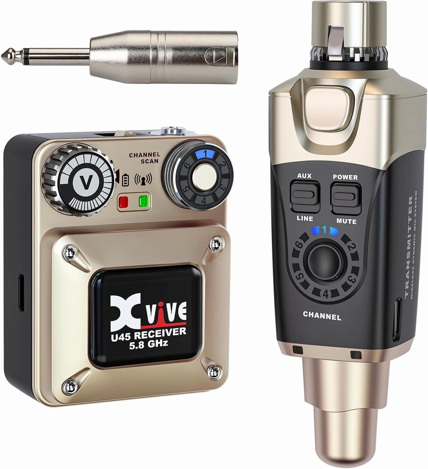 Xvive U45 Wireless in Ear Monitor System 5.8ghz IEM System Transmitter and bodypack Receiver for Studio, Band Rehearsal, Live Performance, Channel Scan Mode in-ear monitors,hi-fi IEMs,studio earphones,