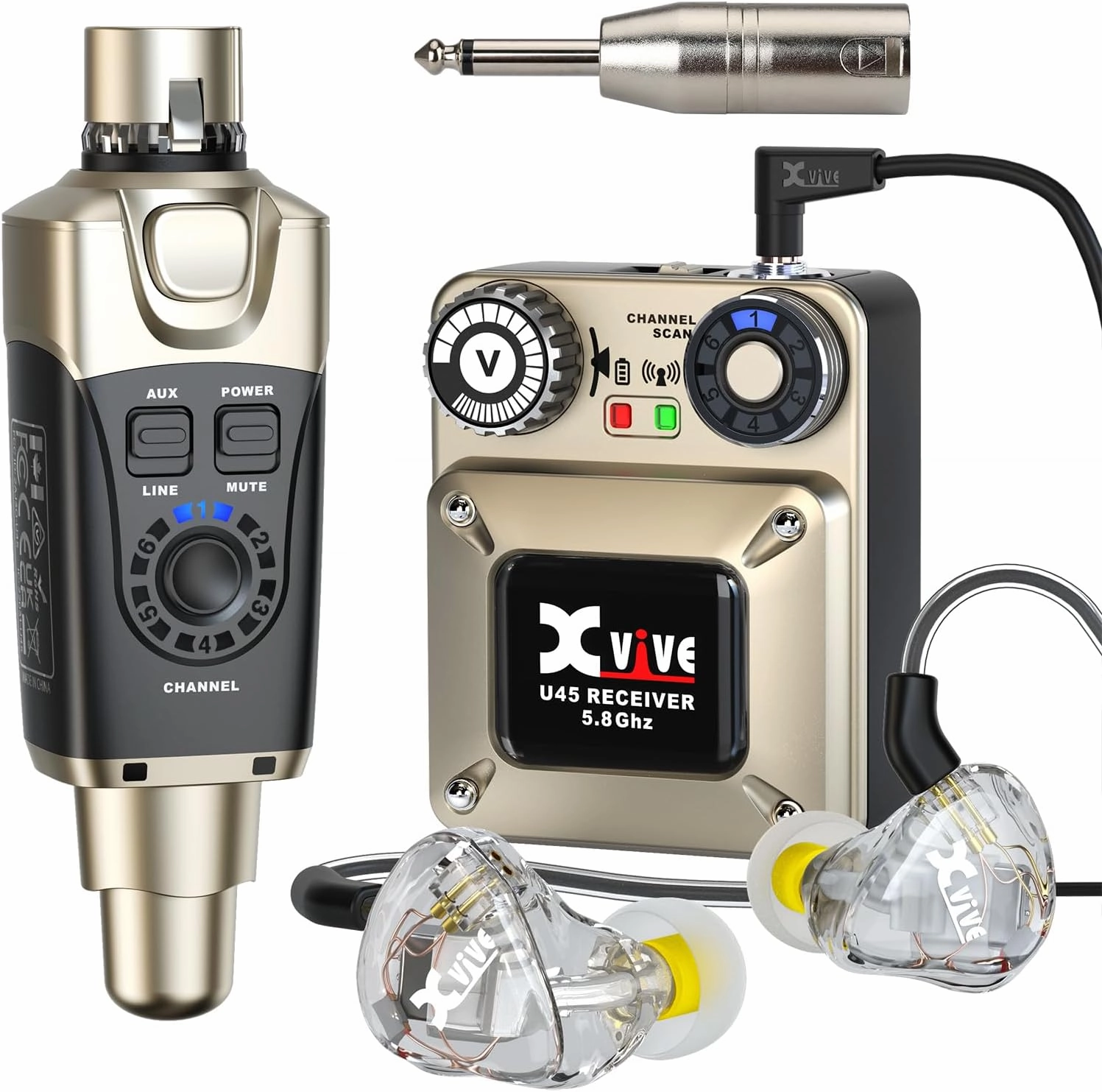 Xvive U45T9 Wireless in Ear Monitor System 5.8ghz with T9 2BA Drivers IEM Earphone, IEM System Transmitter and Bodypack Receiver for Studio, Band Rehearsal, Live Performance, Channel Scan Mode studio monitors,nearfield speakers,mixing reference monitors,