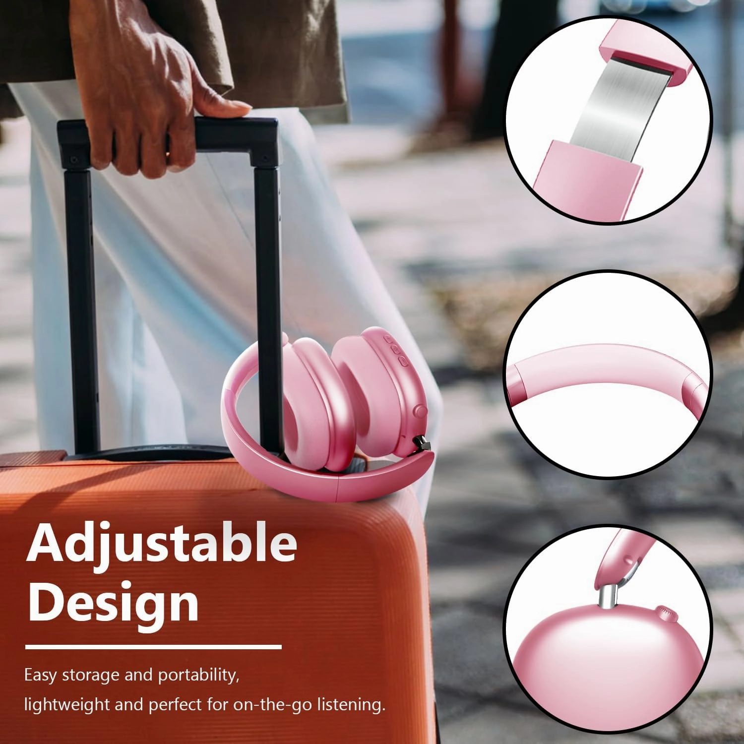 Y01 Wireless Over Ear Headphones, Noise Canceling Bluetooth 5.3 Headphones with Microphones,Hi-Res Audio,48H Playtime,Foldable,Breathable Soft Earpads for iOS/Android/Samsung/PC-Pink