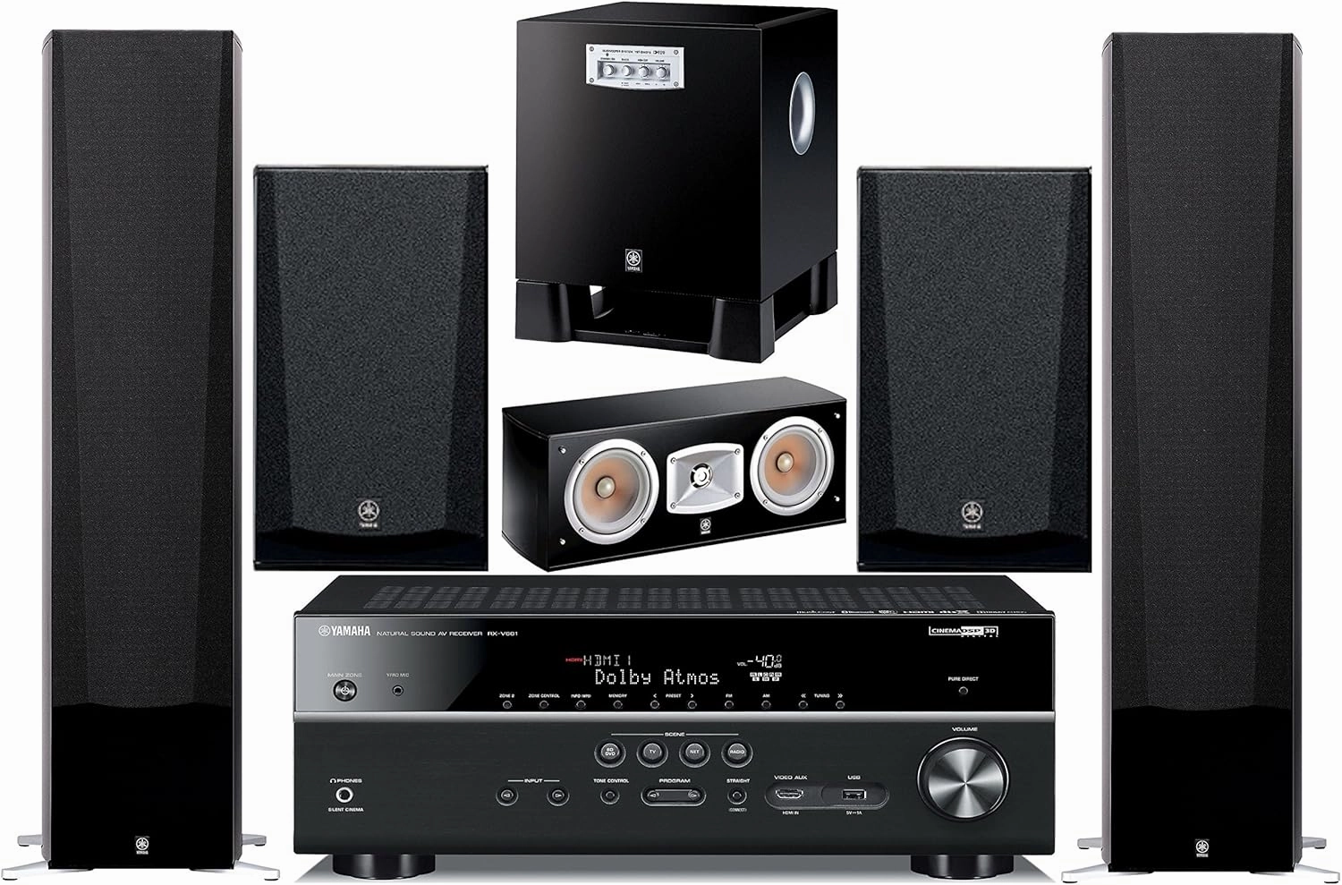 Yamaha 7.2-Channel Wireless Bluetooth 4K 3D A/V Surround Sound Home Theater System surround sound system,cinema audio kit,5.1 surround package,