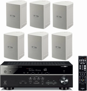 Yamaha 7.2-Channel Wireless Bluetooth 4K Network A/V Wi-Fi Home Theater Receiver   Yamaha High-Performance Natural Surround Sound 2-Way Indoor/Outdoor Weatherproof Speaker System (Set of 6) network audio player,digital streamer,audio file player,