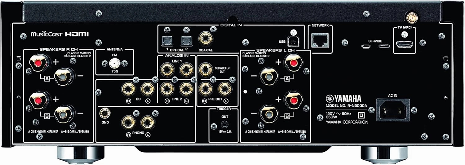 Yamaha Audio Yamaha R-N2000A Hi-Fi Network Receiver with Streaming, Phono and DAC  Silver