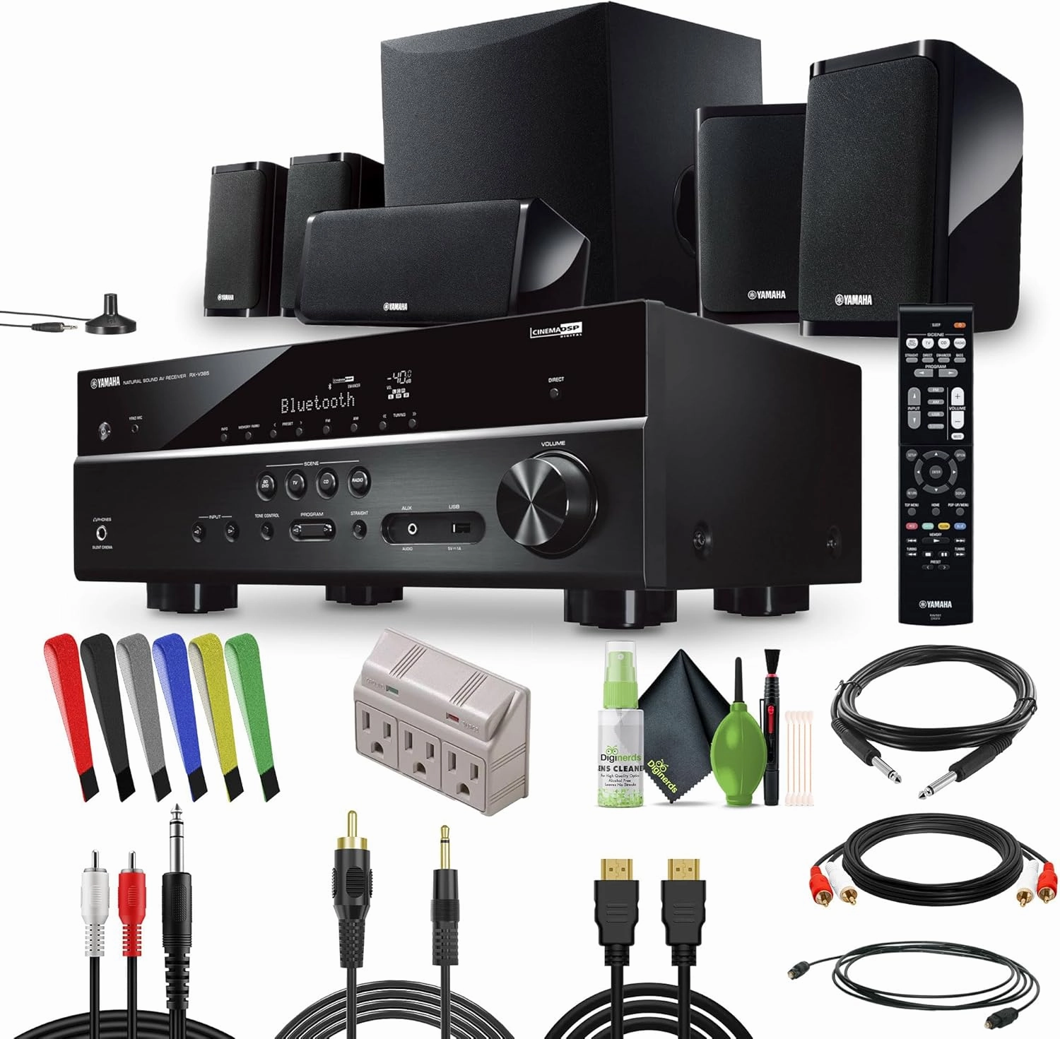 Yamaha Audio YHT-4950U 4K Ultra HD 5.1-Channel Home Theater System with 8" 50W RMS Powered Subwoofer Speakers, True Surround Sound, AV Receiver and Bluetooth Music Streaming Bundle with Accessories surround sound system,cinema audio kit,5.1 surround p