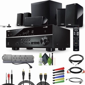 Yamaha Audio YHT-4950U 4K Ultra HD 5.1-Channel Home Theater System with AV Receiver, 8" 50W RMS Powered Subwoofer Speakers True Surround Sound and Bluetooth Streaming Bundle with Accessories surround sound system,cinema audio kit,5.1 surround package,