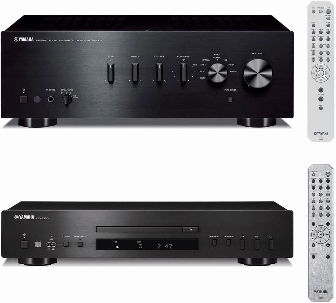 Yamaha CD-S303 CD Player with MP3/WMA/LPCM/FLAC/USB Compatibility with A-S301 Integrated Amplifier integrated amplifier,stereo receiver,hi-fi amp combo,
