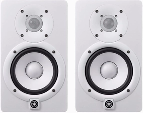 YAMAHA HS5 W 5-Inch Powered Studio Monitor (White, 2-Pack) Bundle (2 Items) studio monitors,nearfield speakers,mixing reference monitors,