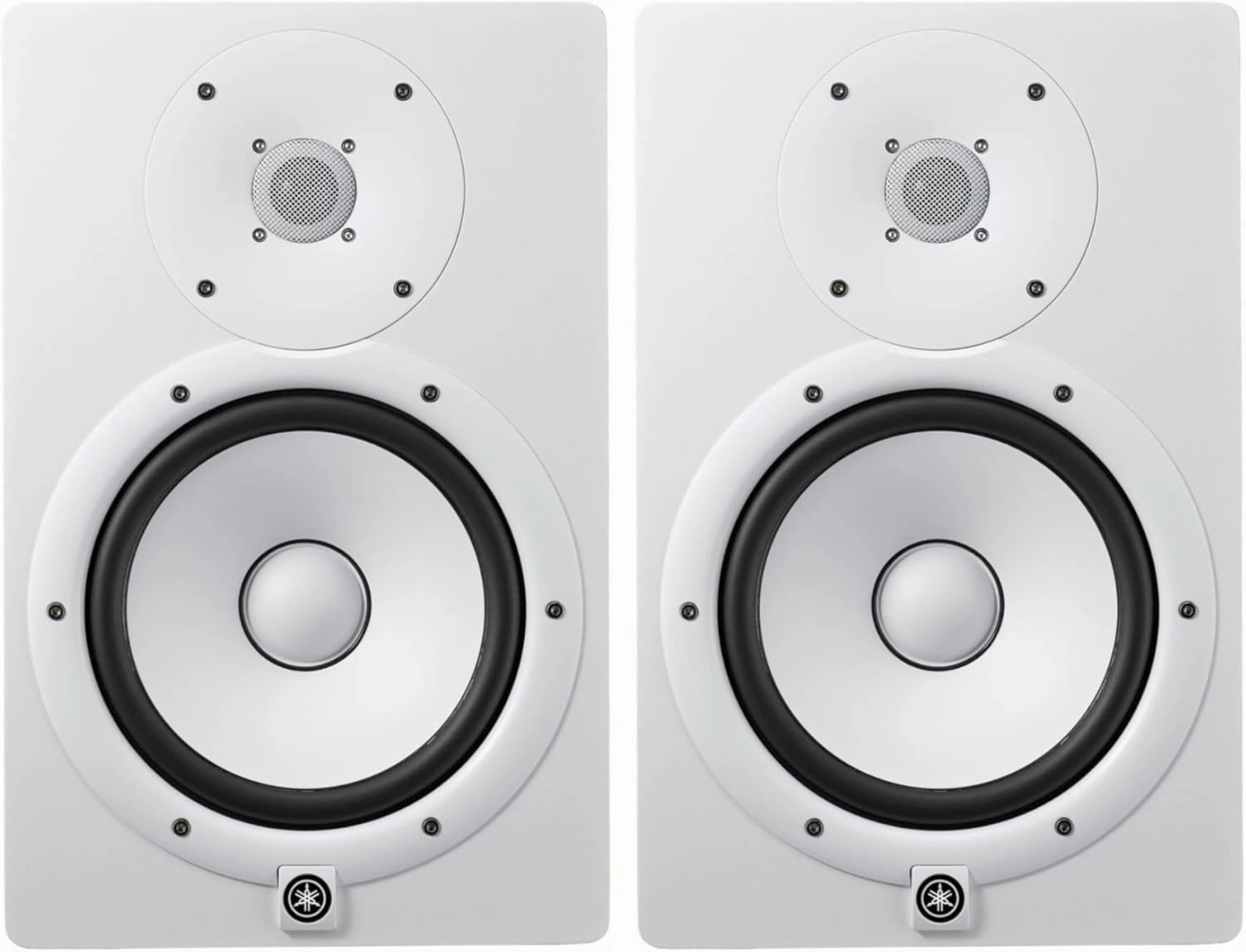 YAMAHA HS8 8-Inch Powered Studio Monitor (White, 2-Pack) Bundle (2 Items) studio monitors,nearfield speakers,mixing reference monitors,