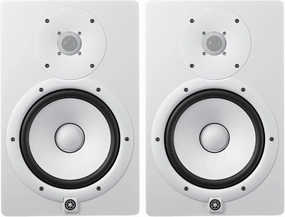 YAMAHA HS8 8-Inch Powered Studio Monitor (White, 2-Pack) Bundle (2 Items) studio monitors,nearfield speakers,mixing reference monitors,