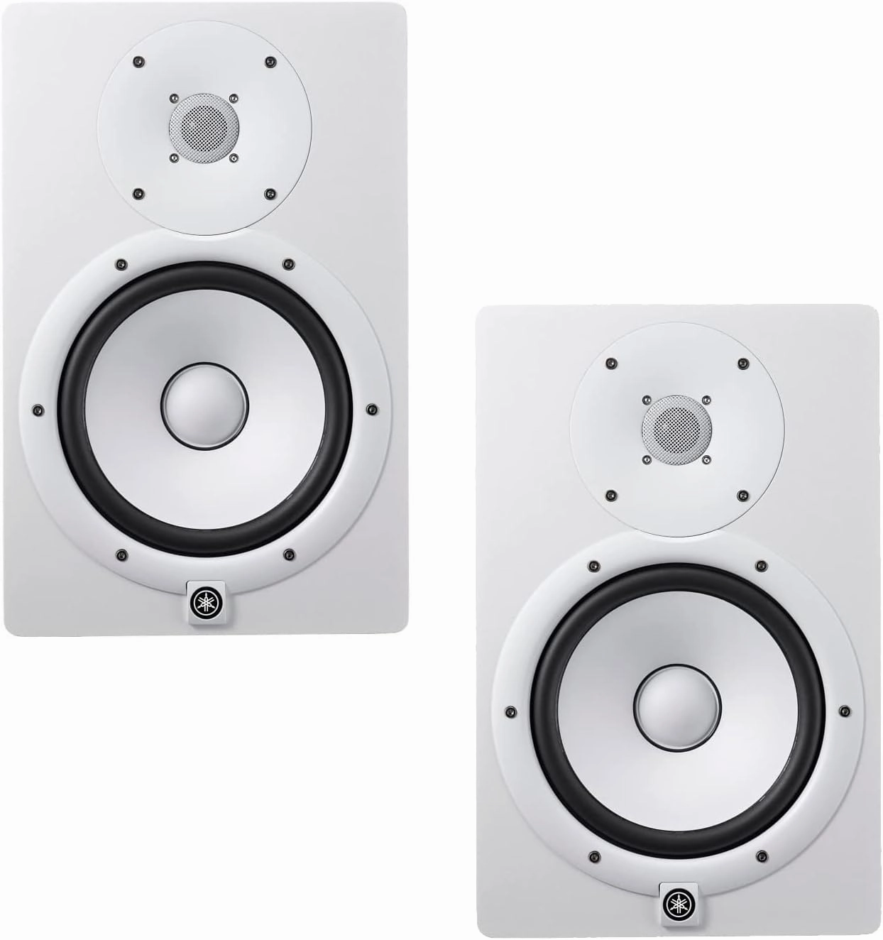 Yamaha HS Series HS8W - 8 Inch 2-Way 60W Bass-Reflex Bi-Amplified Nearfield Studio Monitor (Pair) in White with 1 Year Free Extended Warranty studio monitors,nearfield speakers,mixing reference monitors,