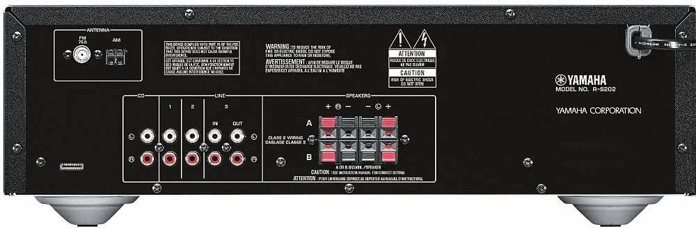 Yamaha R-S202 Stereo Receiver with Built-In Bluetooth Connectivity, Up to 100W Per Channel at 8 Ohms, 4 x RCA-In, 1 x RCA-Out, Front Panel 1/4" Headphone Output (Black) (Renewed)