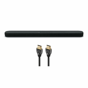 Yamaha SR-B20ABL Sound Bar with Dual Built-In Subwoofers with 8K-10K 48Gbps HDMI Cable - 2.46 ft. (.75m) Soundbars,TV Sound Systems,Bar Speakers