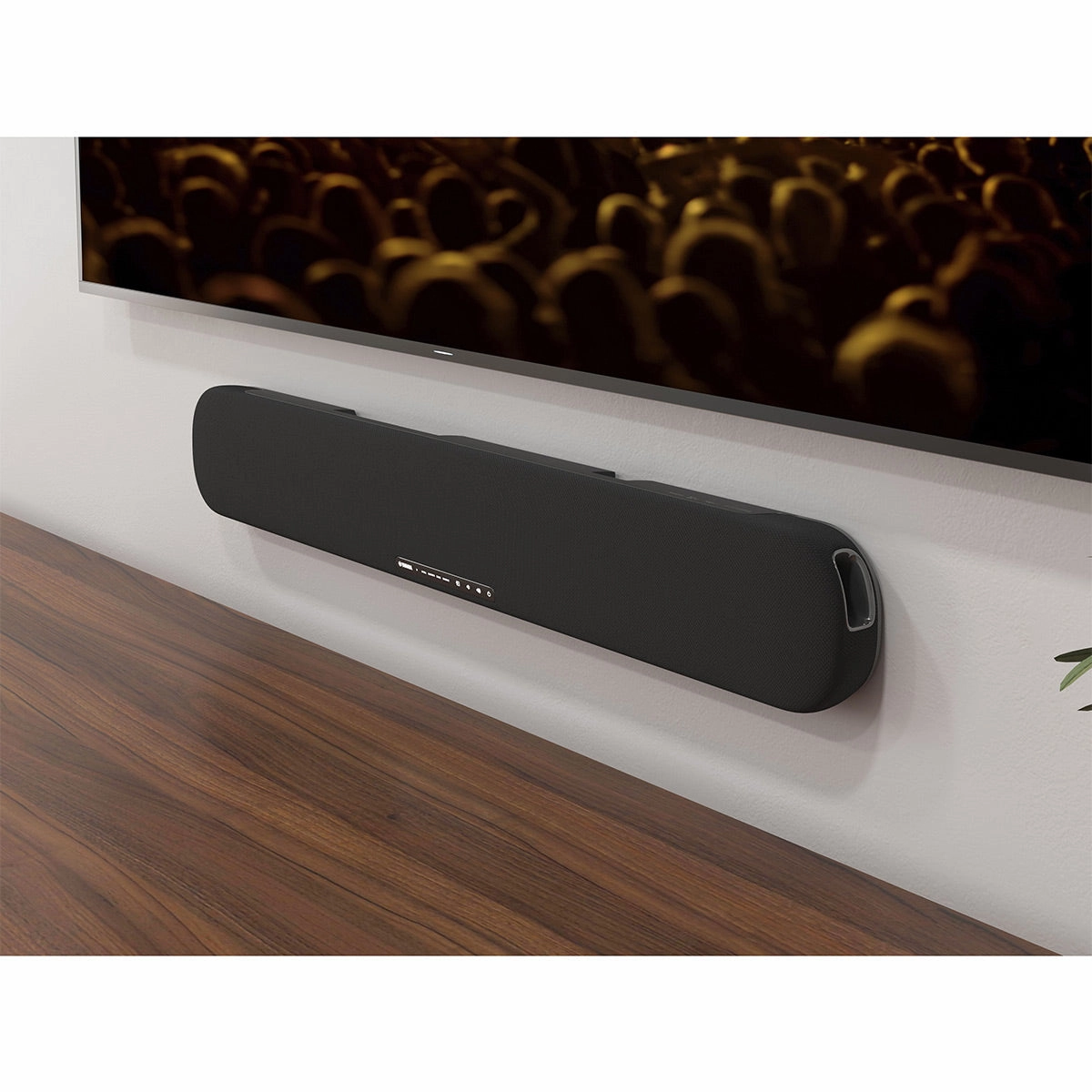 Yamaha SR-B20ABL Sound Bar with Dual Built-In Subwoofers with 8K-10K 48Gbps HDMI Cable - 2.46 ft. (.75m)