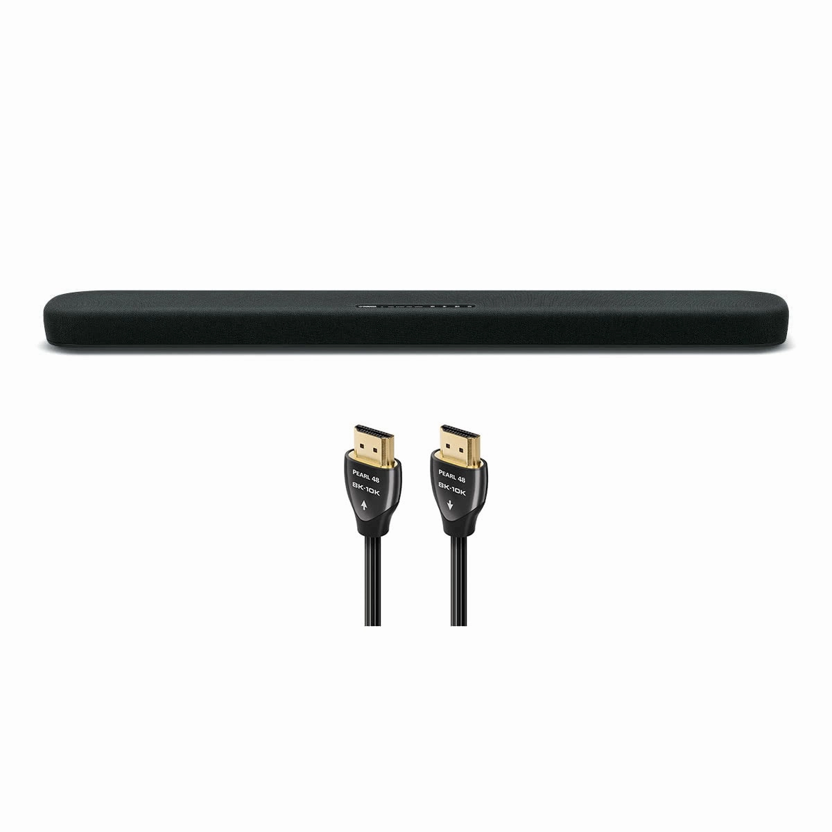 Yamaha SR-B20ABL Sound Bar with Dual Built-In Subwoofers with 8K-10K 48Gbps HDMI Cable - 2.46 ft. (.75m) Soundbars,TV Sound Systems,Bar Speakers