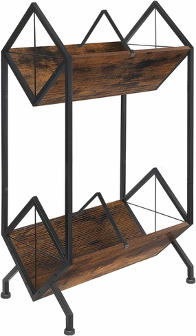 YINMIT Vinyl Record Holder, 160-200 LP Vinyl Record Storage Rack, Quick Assembly, Retro Style Organizer for Magazine, Book, Files, Albums (Retro Brown, 2 Tier) vinyl storage,record holder,LP organizer,