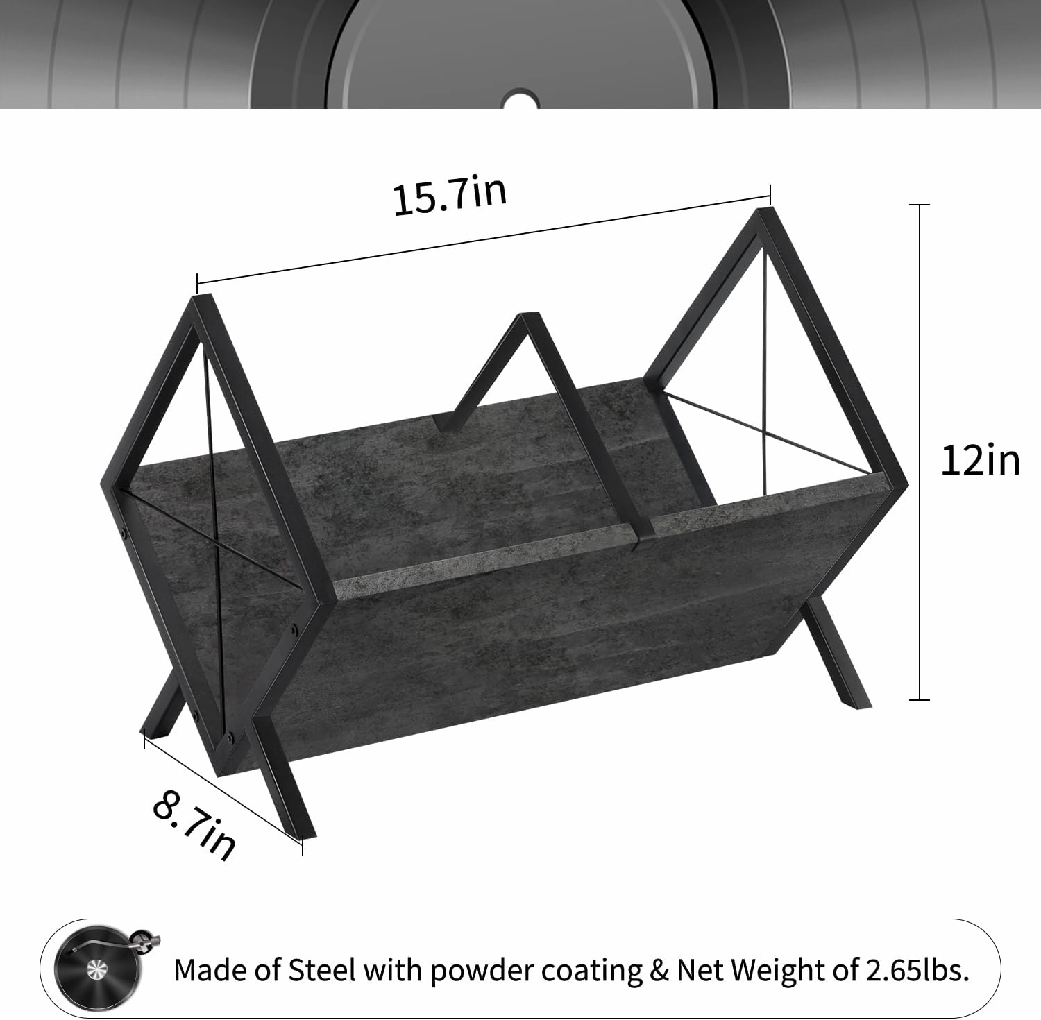 YINMIT Vinyl Record Holder, 80-100 LP Vinyl Record Storage Rack, Quick Assembly Vinyl Record Display, Retro Style Organizer for Magazine, Book, Files, Albums (Grey, 1 Tier)