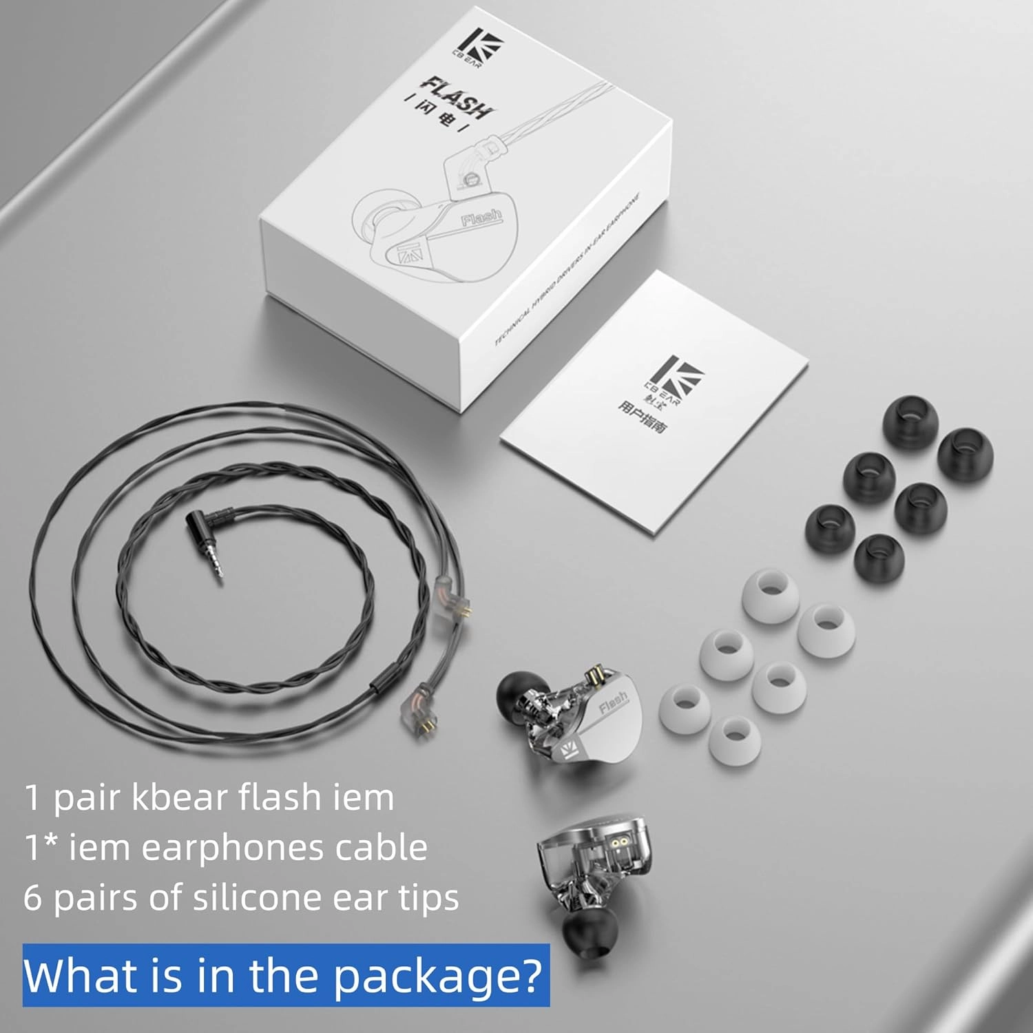 YINYOO KBEAR Flash Wired Earbuds, Gaming Earbuds, 3.5mm Plug in Ear Headphones, 1DD 1BA Hybrid in Ear Monitors, IEM Earphones with Tangle-Free Cable for Laptop PC Computer (Without mic, Blue)