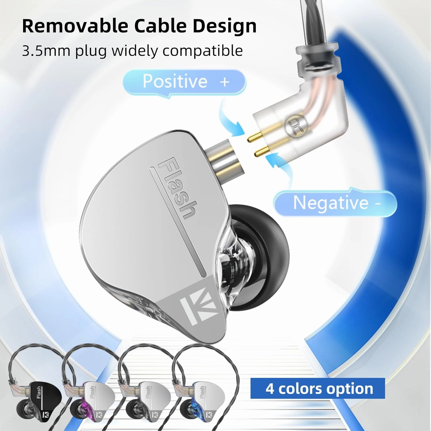 YINYOO KBEAR Flash Wired Earbuds, Gaming Earbuds, 3.5mm Plug in Ear Headphones, 1DD 1BA Hybrid in Ear Monitors, IEM Earphones with Tangle-Free Cable for Laptop PC Computer (Without mic, Blue)