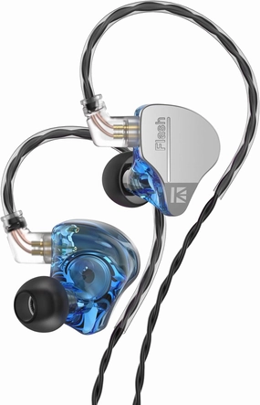 YINYOO KBEAR Flash Wired Earbuds, Gaming Earbuds, 3.5mm Plug in Ear Headphones, 1DD 1BA Hybrid in Ear Monitors, IEM Earphones with Tangle-Free Cable for Laptop PC Computer (Without mic, Blue) in-ear monitors,hi-fi IEMs,studio earphones,