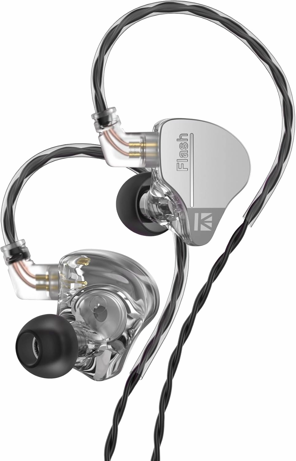 YINYOO KBEAR Flash Wired Earbuds, Gaming Earbuds, 3.5mm Plug in Ear Headphones, 1DD 1BA Hybrid in Ear Monitors, IEM Earphones with Tangle-Free Cable for Laptop PC Computer (Without mic, Gray) in-ear monitors,hi-fi IEMs,studio earphones,