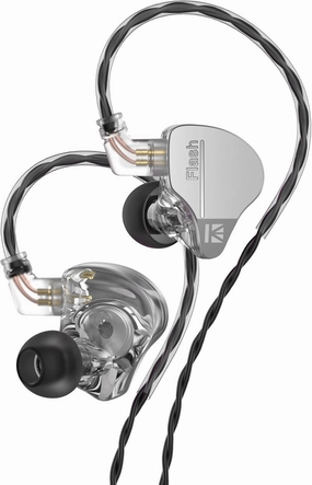YINYOO KBEAR Flash Wired Earbuds, Gaming Earbuds, 3.5mm Plug in Ear Headphones, 1DD 1BA Hybrid in Ear Monitors, IEM Earphones with Tangle-Free Cable for Laptop PC Computer (Without mic, Gray) in-ear monitors,hi-fi IEMs,studio earphones,