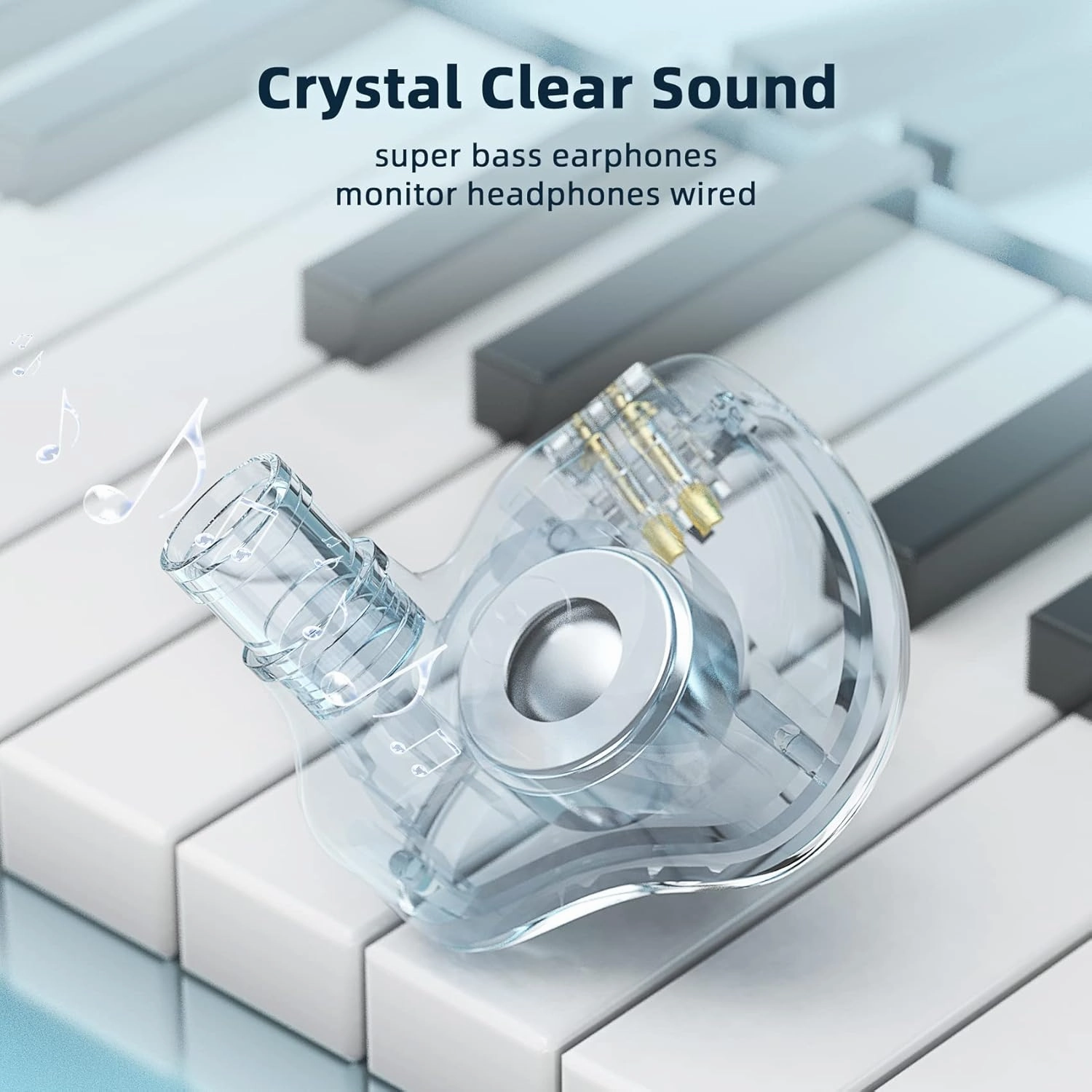 YINYOO KBEAR KS1 in Ear Monitor Bass Earbuds Wired Earbuds,Clear Sound Stereo Headphones, Vocals Forwards High Resolution Noise Canceling HiFi Earphones, Detachable Cable for Singers