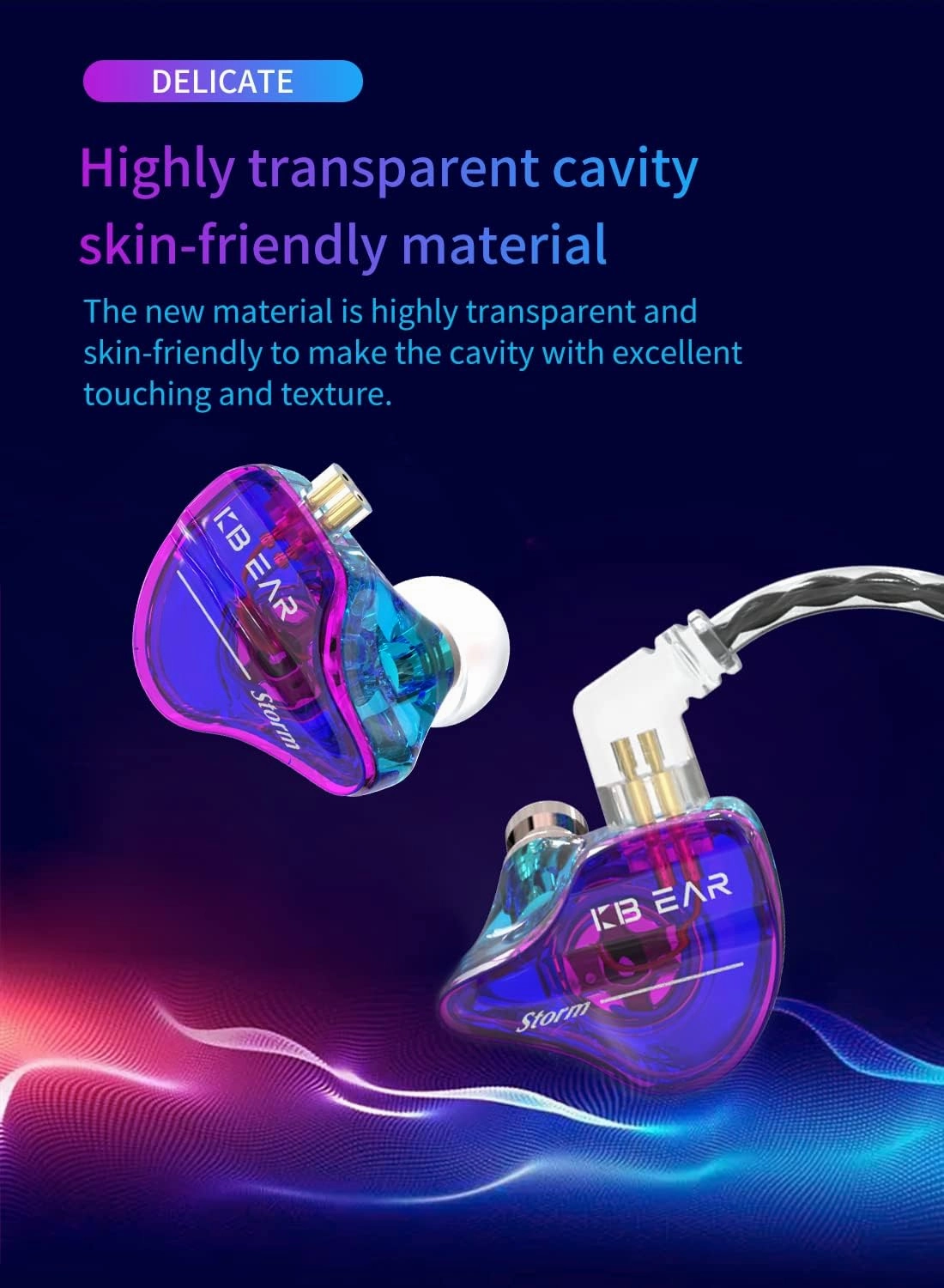 YINYOO KBEAR Storm Professional in Ear Monitor Earphones for Singers Drummers Musicians Bassists, Custom Wired Earbuds in Ear Headphones IEM, Hi Res Detachable OFC Silver-Plated Cable