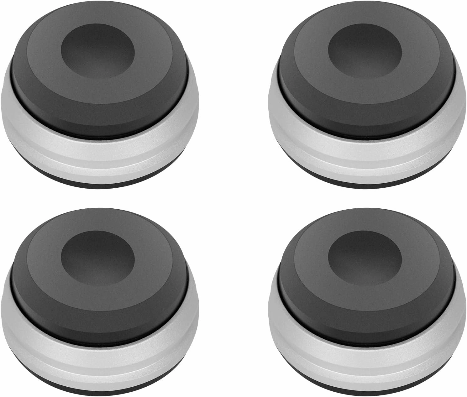 Yinyu silver Isolation Feet for Speakers & Subwoofers, Aluminum/Silicone Isolation Pad Feet set of 4,Subwoofer Isolation Feet,Stand Foot Mat Shock Absorber for Audio CD AMP HiFi Subwoofer isolation pads,speaker feet,vibration dampeners,