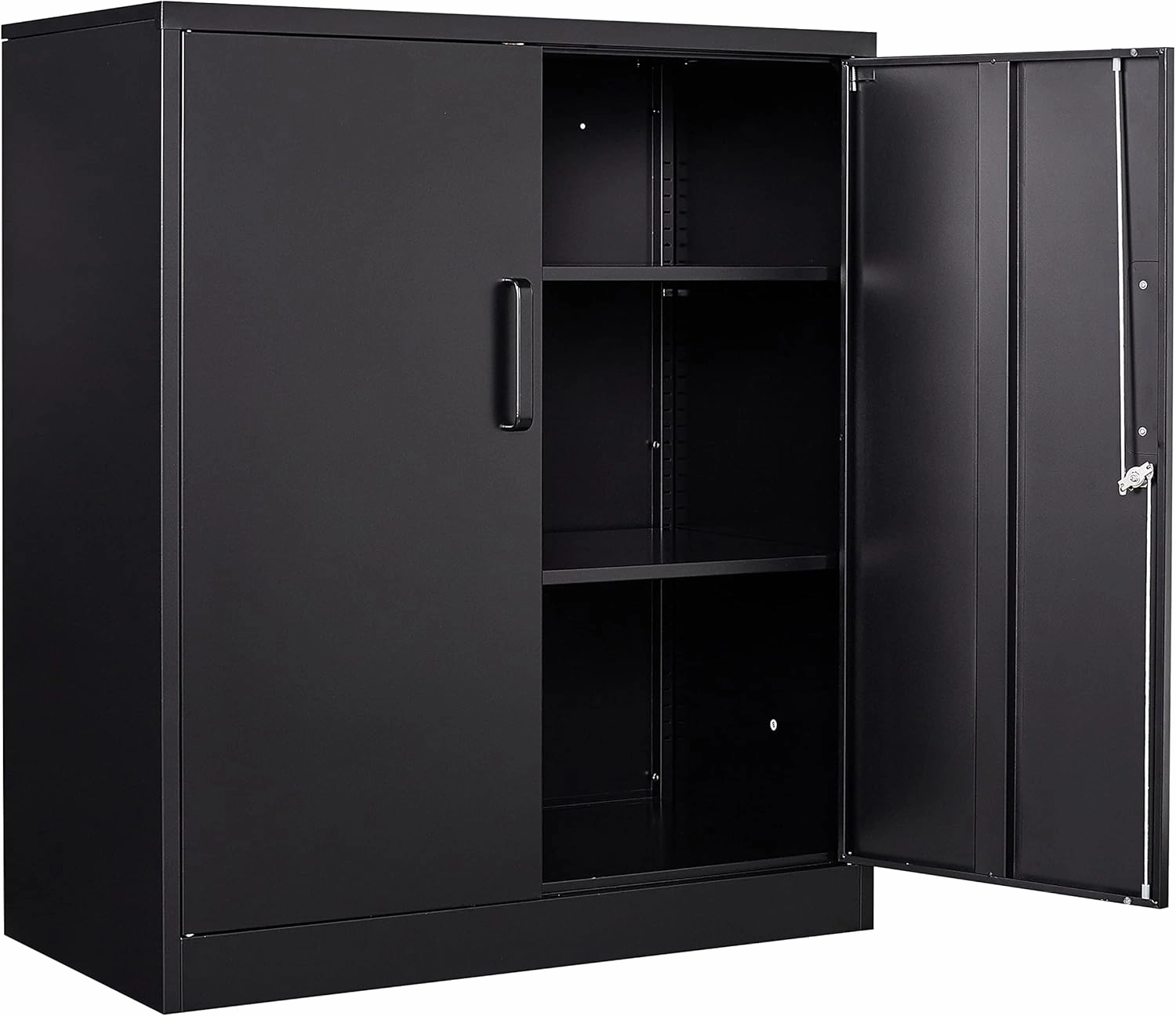 Yizosh Metal Garage Storage Cabinet with 2 Doors and 2 Adjustable Shelves - 35.5" Steel Lockable File Counter Cabinet for Home Office,Garage,Gym,SchoolBlack equipment cabinet,AV gear cabinet,component enclosure,