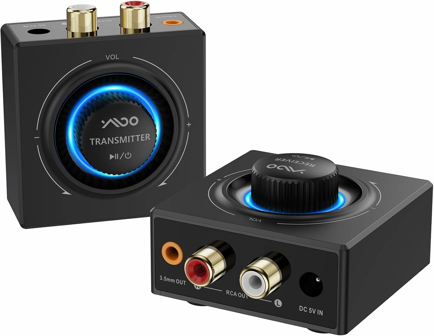 YMOO 2.4GHz Wireless Audio Transmitter and Receiver for TV, 25ms Low Latency, 200Ft Long Range, Wireless Audio Adapter Kit with AUX RCA in/Out for Stereo/Soundbar/Speak/PC wireless audio bridge,Bluetooth transmitter,WiFi audio link,