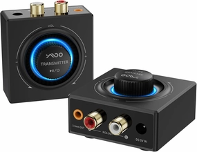 YMOO 2.4GHz Wireless Audio Transmitter and Receiver for TV, 25ms Low Latency, 200Ft Long Range, Wireless Audio Adapter Kit with AUX RCA in/Out for Stereo/Soundbar/Speak/PC wireless audio bridge,Bluetooth transmitter,WiFi audio link,